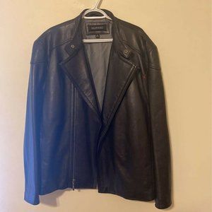 Murano Mens Biker Motorcycle Jacket Brown Asymmetric Zip Lambskin Leather XL